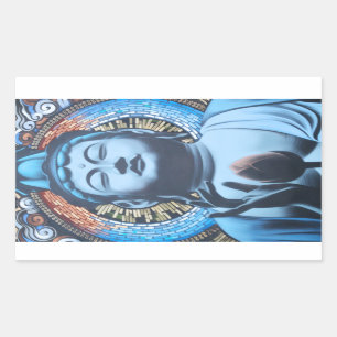 Buddha in Blue Rectangular Sticker