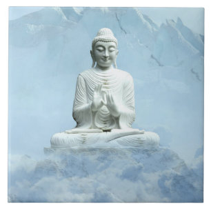 Buddha in clouds ceramic tile