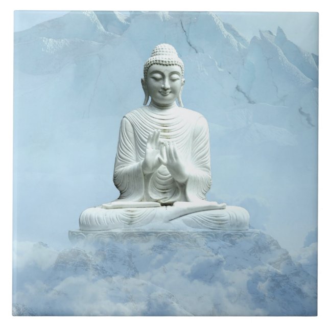 Buddha in clouds ceramic tile (Front)