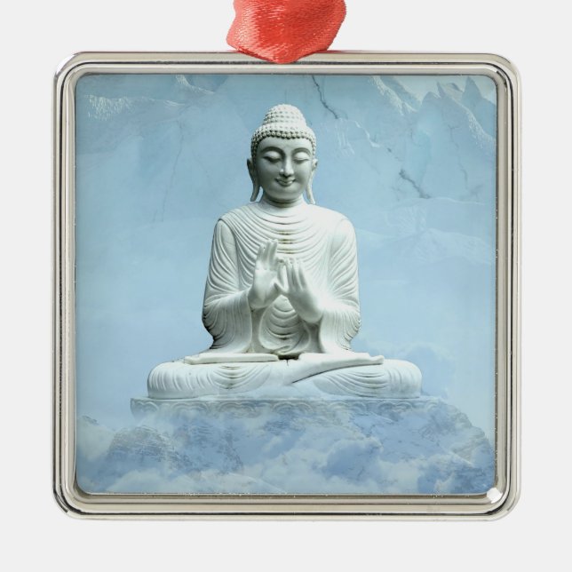 Buddha in Clouds Metal Ornament (Front)