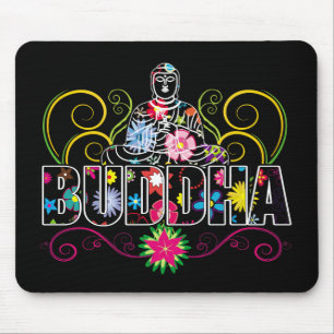 Buddha in Flowers Mouse Pad