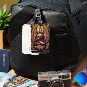 Buddha in gold relief. luggage tag