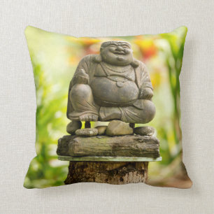 Buddha in Hawaiian Garden throw pillow