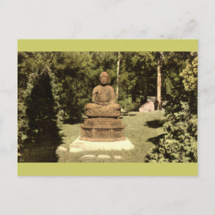 Buddha in Japanese Garden Vintage 1915 Postcard