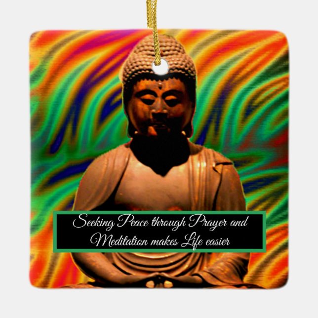 Buddha in Meditation Ceramic Ornament (Front)