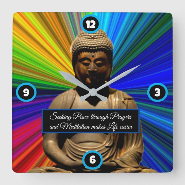 Buddha in Meditation Square Wall Clock (Front)
