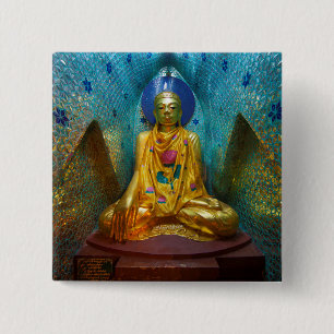 Buddha In Ornate Alcove 15 Cm Square Badge