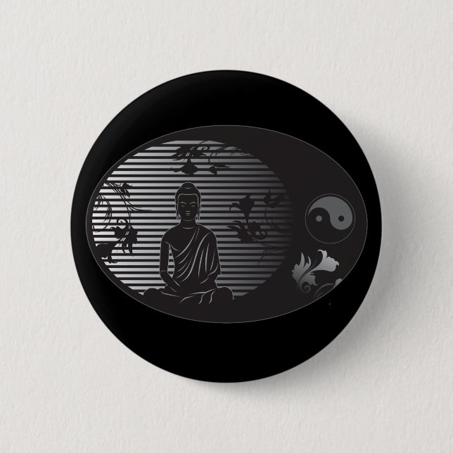 Buddha in Oval 6 Cm Round Badge (Front)