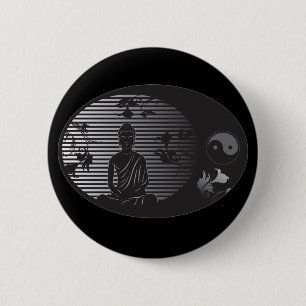 Buddha in Oval 6 Cm Round Badge