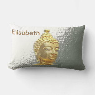 buddha in silver lumbar pillow