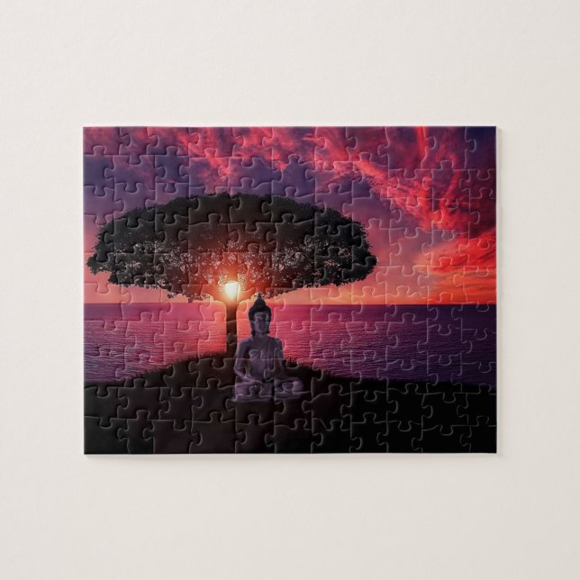 Buddha in the Red Evening Sky Jigsaw Puzzle (Horizontal)