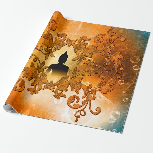 Buddha in the sunset wrapping paper (Unrolled)