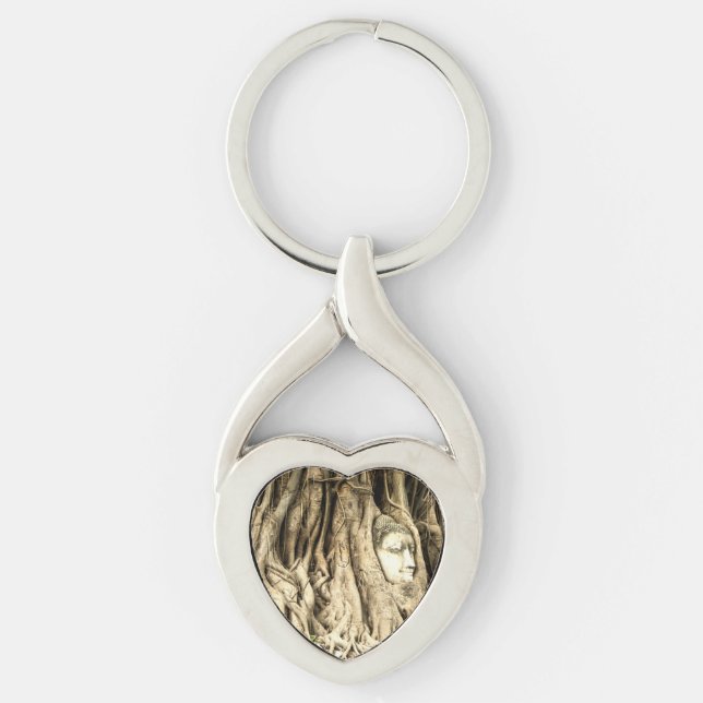 Buddha in the Tree Roots Key Ring (Front)