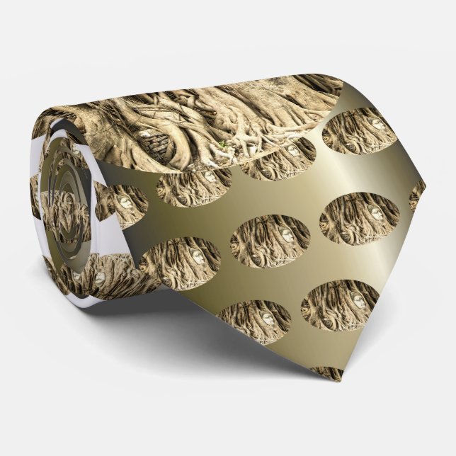 Buddha in the Tree Roots Tie (Rolled)