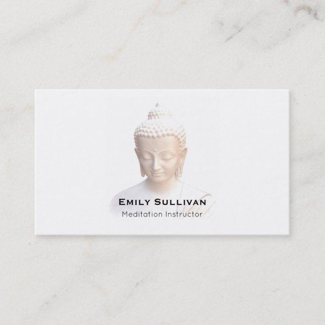 Buddha In White | Serene Meditative And Calm Business Card (Front)