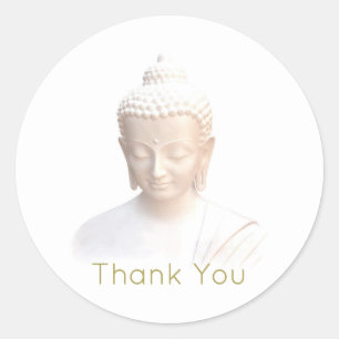 Buddha In White   Serene Meditative Thank You Classic Round Sticker