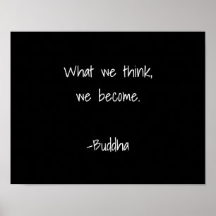 Buddha Inspirational Quote White Typography Black Poster