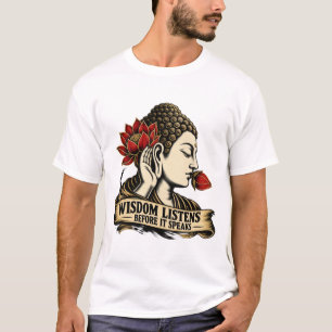 Buddha Listens Before Speaking Zen T-Shirt