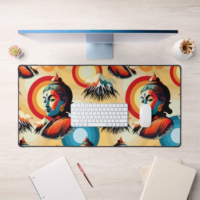 Buddha Lord Retro Pop Art Portrait Desk Mat (Office 1)