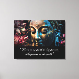 Buddha Lotus Flower Quote Stretched Canvas Print