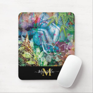 Buddha Lotus Mandala Personalise Monogram Boho Mouse Pad
