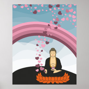 Buddha Love Hearts Poster