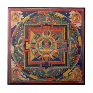 Buddha Mandala Antique Tibetan Thanka Ceramic Tile