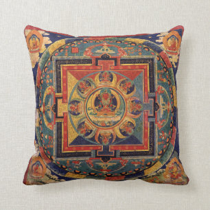 Buddha Mandala Antique Tibetan Thanka Cushion