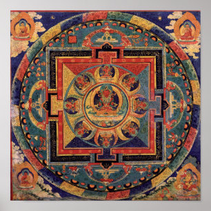 Buddha Mandala Antique Tibetan Thanka Poster