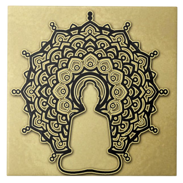 Buddha Mandala Ceramic Tile. Ceramic Tile (Front)