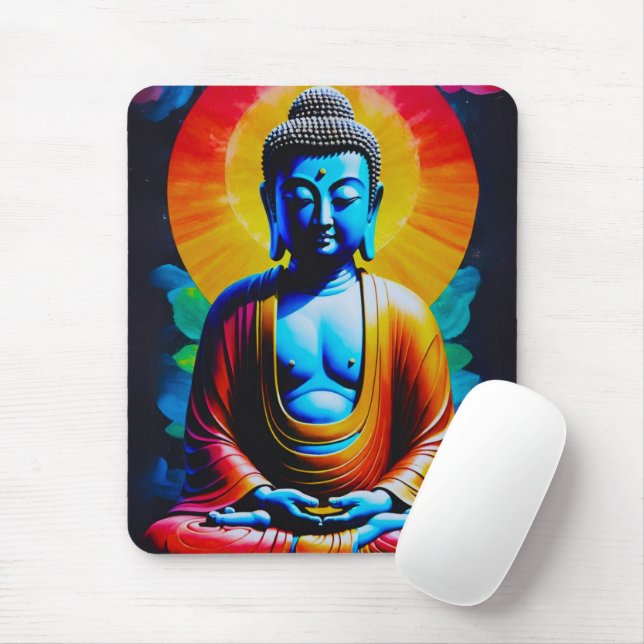 Buddha Meditates  Mouse Pad (With Mouse)