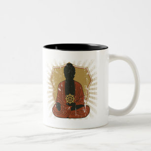 Buddha Meditating Dharma Wheel Two-Tone Coffee Mug
