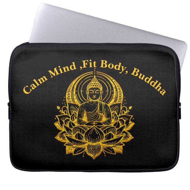 Buddha Meditating in Lotus  Laptop Sleeve (Front)