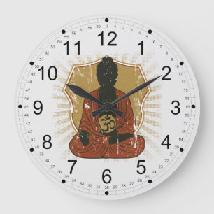 Buddha Meditating Om Symbol Large Clock