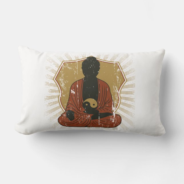 Buddha Meditating Om Symbol Lumbar Cushion (Front)