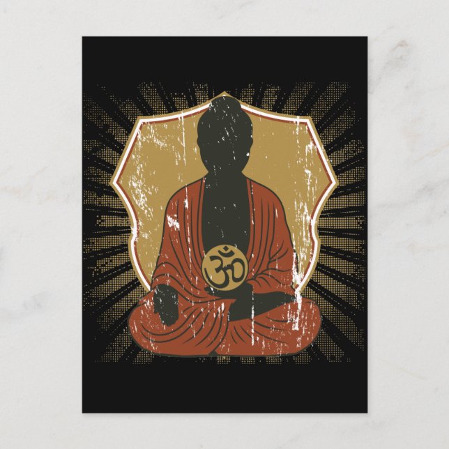 Buddha Meditating Om Symbol Postcard (Front)