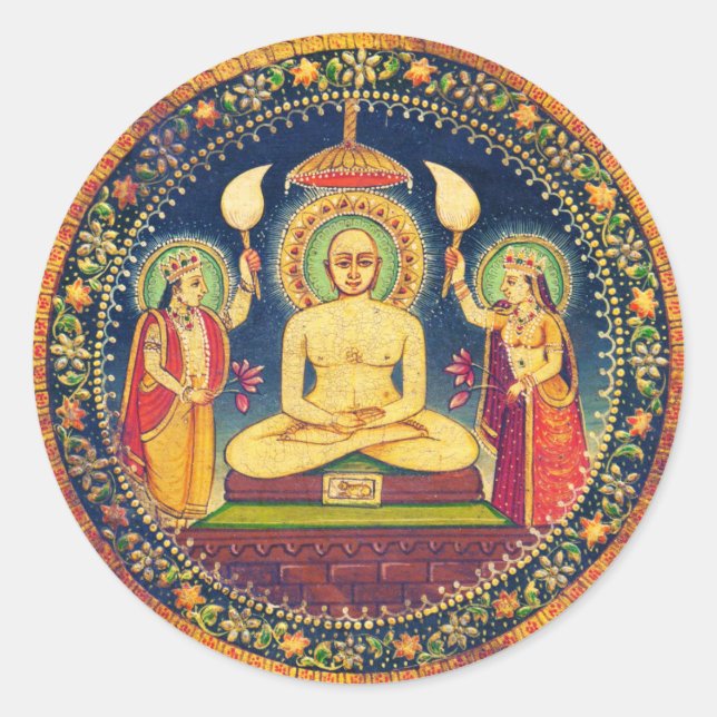Buddha Meditating with Yoga Classic Round Sticker (Front)