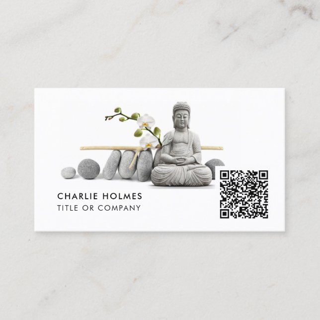 BUDDHA Meditation and Yoga Business Card | QR Code (Front)
