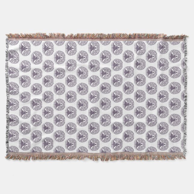 Buddha Meditation Lavender Pattern Throw Blanket (Front)