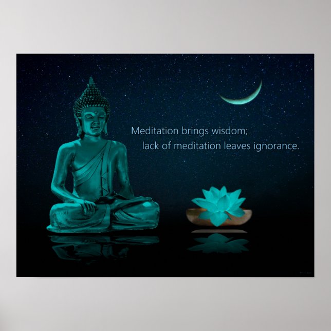 Buddha Meditation Lotus Flower Eastern Religion Poster (Front)