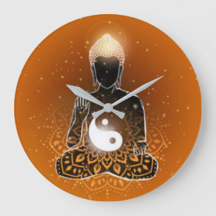 Buddha Meditation Ying Yang Design Large Clock