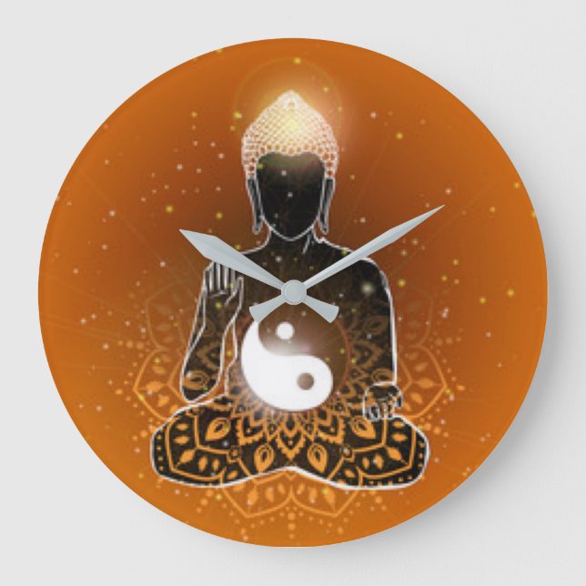 Buddha Meditation Ying Yang Design Large Clock (Front)