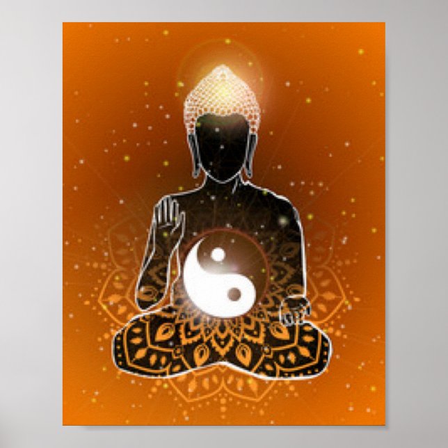 Buddha Meditation Ying Yang Design Poster (Front)