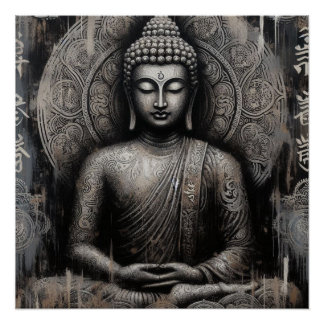 BUDDHA METALLIC PAINT ART #21 POSTER