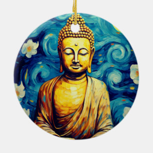 Buddha modern painting colorful ceramic ornament