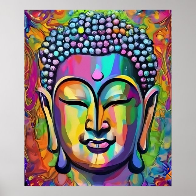 Buddha Multicolor Modern Artwork Poster (Front)