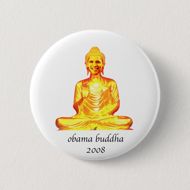 buddha obama 6 cm round badge (Front)