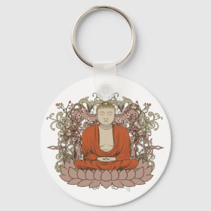 Buddha On Lotus Flower Key Ring