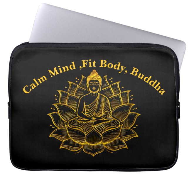 Buddha on Lotus Flower Laptop Sleeve (Front)