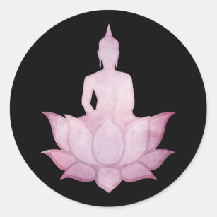 Buddha on Lotus Pink Classic Round Sticker